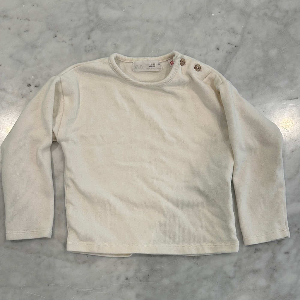 Zara Toddler Cream Long Sleeve Sweater Shirt